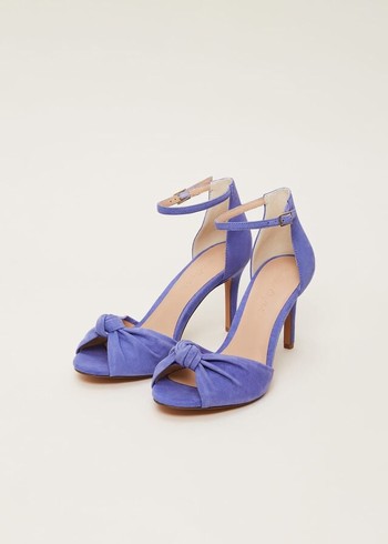 Phase Eight Blue Suede Open Toe Heels Blue Canada | WVDSNR-326